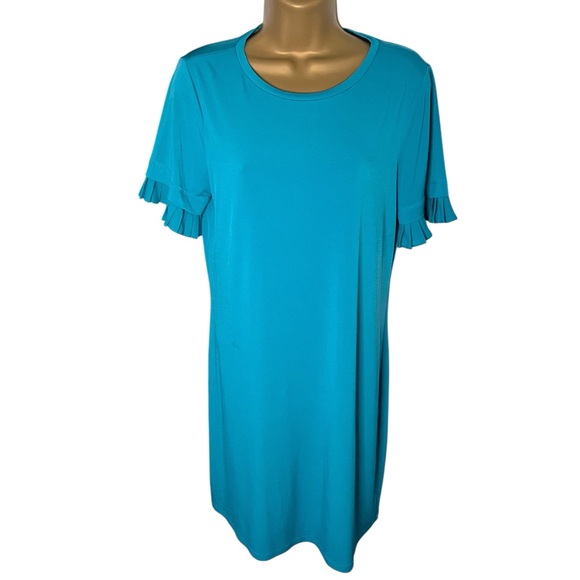 Michael Michael Kors Shift Dress Ruffle Sleeve Pull On Turquoise S - Picture 1 of 5